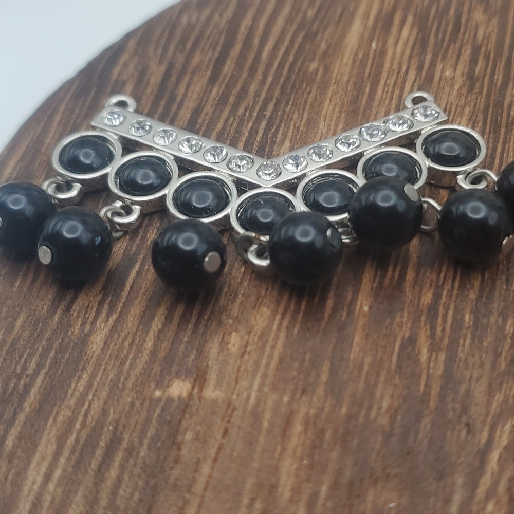 Egyptian black drop beaded pendant statement - Picture 2 of 2